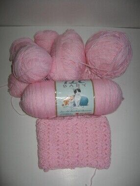 VTG Red Heart TLC Baby Unfinished Blanket Yarn Bundle Lot